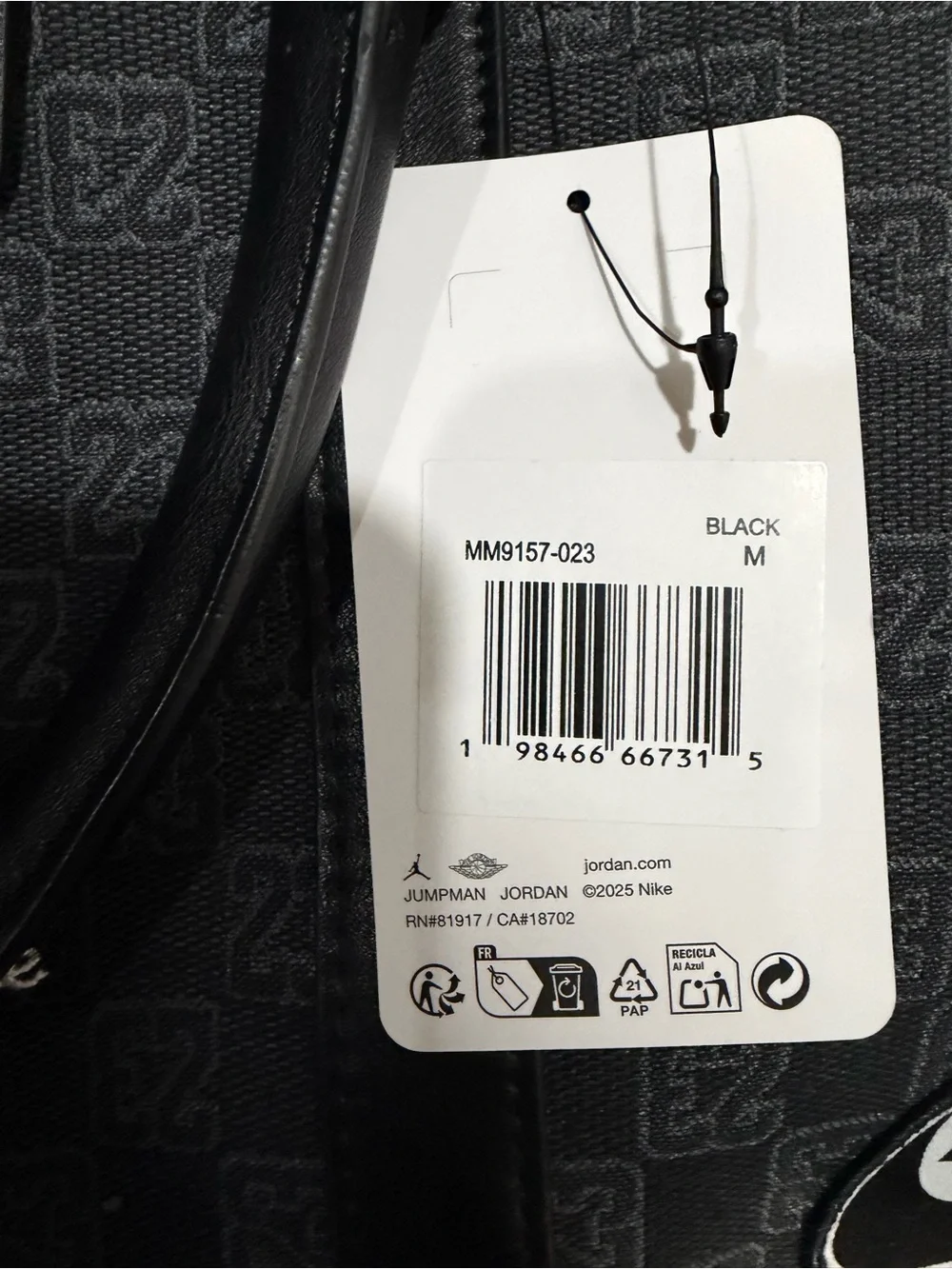 Nike Jordan Monogram Champion Luxury 25L Duffle Bag MM9157-023 Size Medium